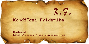 Kopácsi Friderika névjegykártya